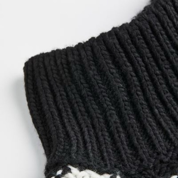 Black Striped Oversized Mock Turtleneck Sweater (XXL) - Picture 2 of 3